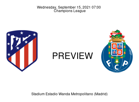 Match Preview Atlético Madrid vs Porto Champions League Sep 15, 2021