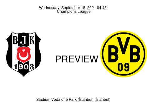 Match Preview Beşiktaş vs Borussia Dortmund Champions League Sep 15, 2021