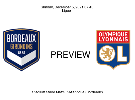 Match Preview Bordeaux vs Olympique Lyonnais Ligue 1 Dec 5, 2021