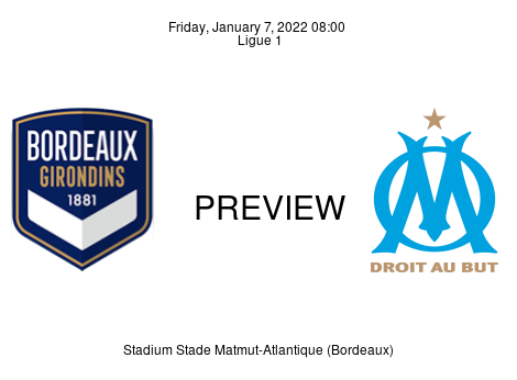 Match Preview Bordeaux vs Olympique Marseille Ligue 1 Jan 7, 2022