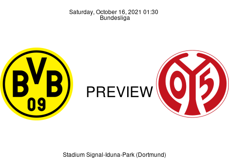 Match Preview Borussia Dortmund vs 1. FSV Mainz 05 Bundesliga Oct 16, 2021