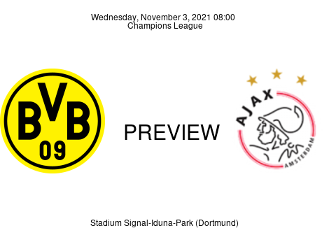 Match Preview Borussia Dortmund vs Ajax Champions League Nov 3, 2021