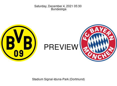 Match Preview Borussia Dortmund vs FC Bayern München Bundesliga Dec 4, 2021