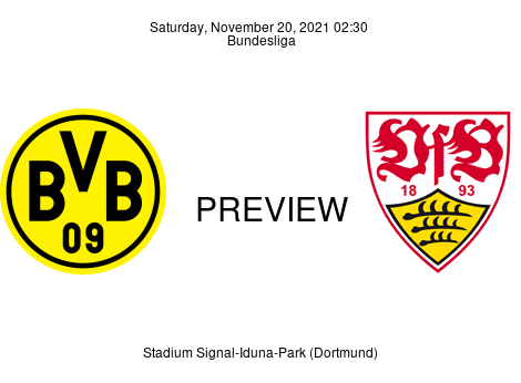 Match Preview Borussia Dortmund vs VfB Stuttgart Bundesliga Nov 20, 2021