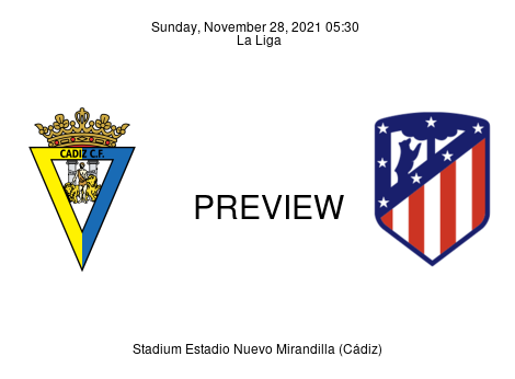 Match Preview Cádiz vs Atlético Madrid La Liga Nov 28, 2021