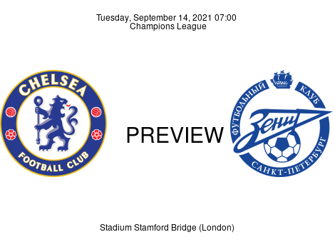 Match Preview Chelsea vs Zenit Champions League Sep 14, 2021