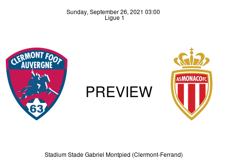 Match Preview Clermont vs Monaco Ligue 1 Sep 26, 2021