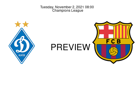 Match Preview Dynamo Kyiv vs FC Barcelona Champions League Nov 2, 2021