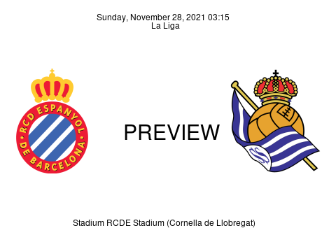 Match Preview Espanyol vs Real Sociedad La Liga Nov 28, 2021