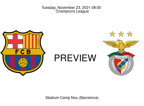 Match Preview FC Barcelona vs Benfica Champions League Nov 23, 2021
