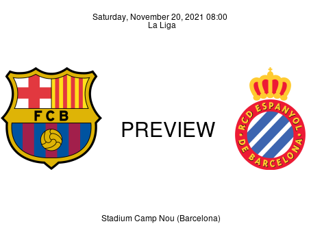 Match Preview FC Barcelona vs Espanyol La Liga Nov 20, 2021