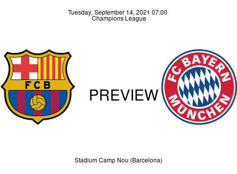 Match Preview FC Barcelona vs FC Bayern München Champions League Sep 14, 2021