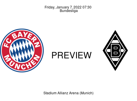Match Preview FC Bayern München vs Borussia Mönchengladbach Bundesliga Jan 7, 2022