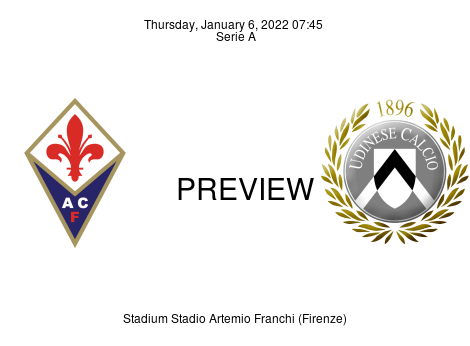 Match Preview Fiorentina vs Udinese Serie A Jan 6, 2022