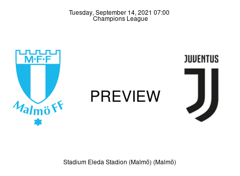 Match Preview Malmö FF vs Juventus Champions League Sep 14, 2021