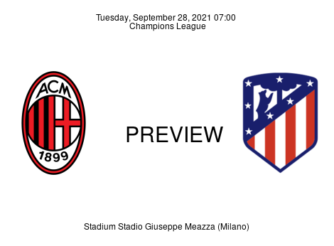 Match Preview Milan vs Atlético Madrid Champions League Sep 28, 2021