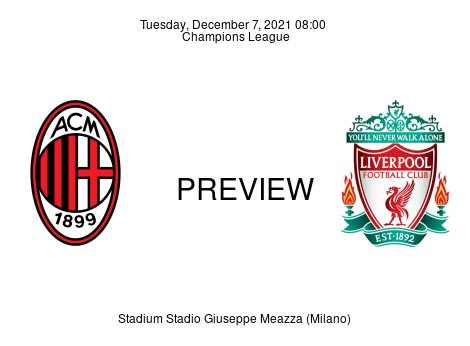 Match Preview Milan vs Liverpool Champions League Dec 7, 2021