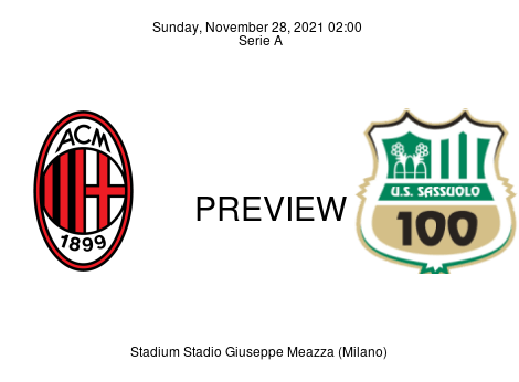Match Preview Milan vs Sassuolo Serie A Nov 28, 2021
