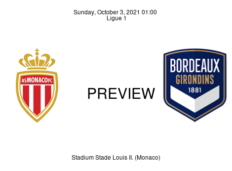 Match Preview Monaco vs Bordeaux Ligue 1 Oct 3, 2021