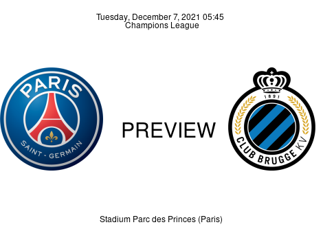 Match Preview Paris Saint Germain vs Club Brugge Champions League Dec 7, 2021