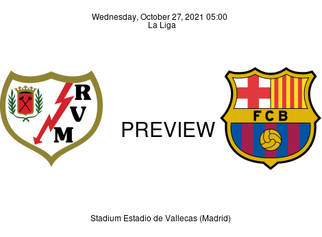 Match Preview Rayo Vallecano vs FC Barcelona La Liga Oct 27, 2021