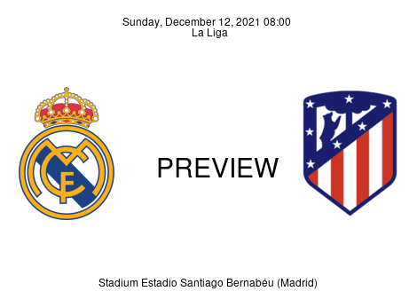 Match Preview Real Madrid vs Atlético Madrid La Liga Dec 12, 2021