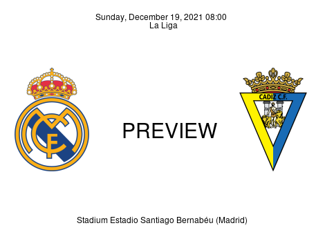 Match Preview Real Madrid vs Cádiz La Liga Dec 19, 2021