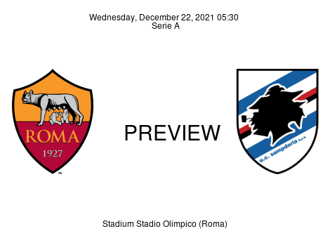 Match Preview Roma vs Sampdoria Serie A Dec 22, 2021
