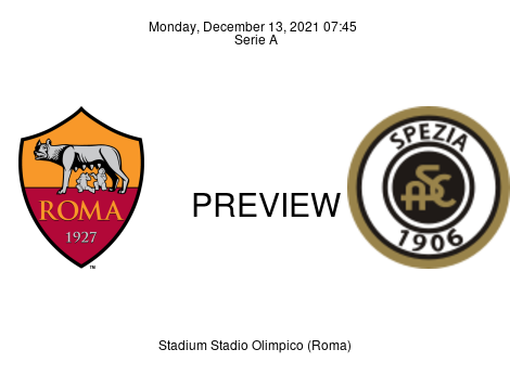 Match Preview Roma vs Spezia Serie A Dec 13, 2021