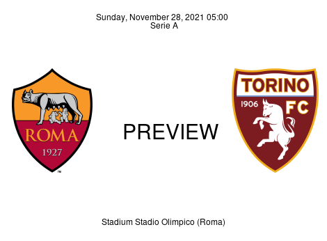 Match Preview Roma vs Torino Serie A Nov 28, 2021