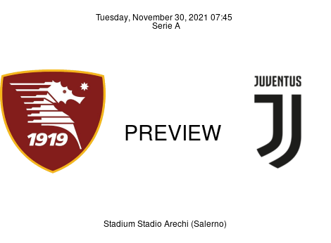Match Preview Salernitana vs Juventus Serie A Nov 30, 2021