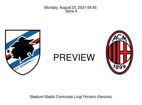 Match Preview Sampdoria vs Milan Serie A Aug 23, 2021