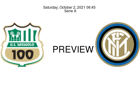Match Preview Sassuolo vs Inter Serie A Oct 2, 2021