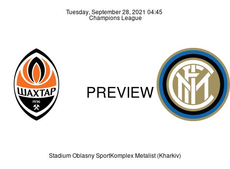 Match Preview Shakhtar Donetsk vs Inter Champions League Sep 28, 2021