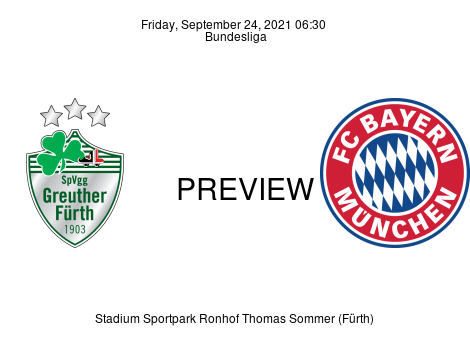 Match Preview SpVgg Greuther Fürth vs FC Bayern München Bundesliga Sep 24, 2021