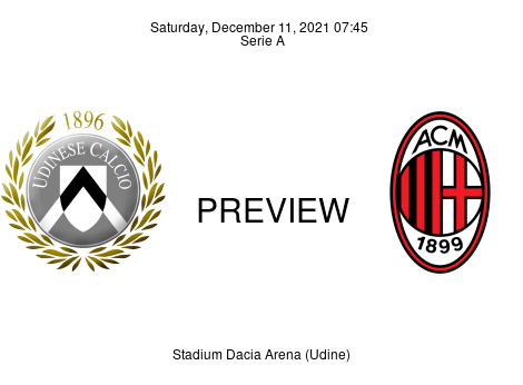 Match Preview Udinese vs Milan Serie A Dec 11, 2021