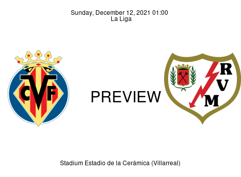 Match Preview Villarreal vs Rayo Vallecano La Liga Dec 12, 2021