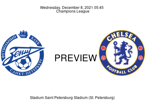 Match Preview Zenit vs Chelsea Champions League Dec 8, 2021